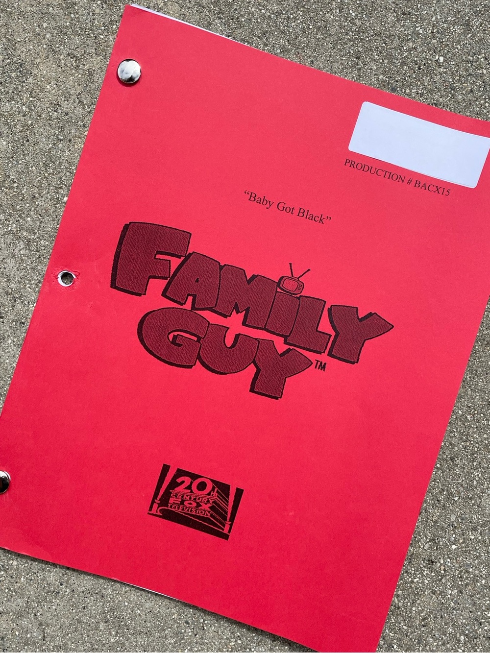 Family Guy 2013 Production Used Table Draft Script Baby Got Black KEKE PALMER!